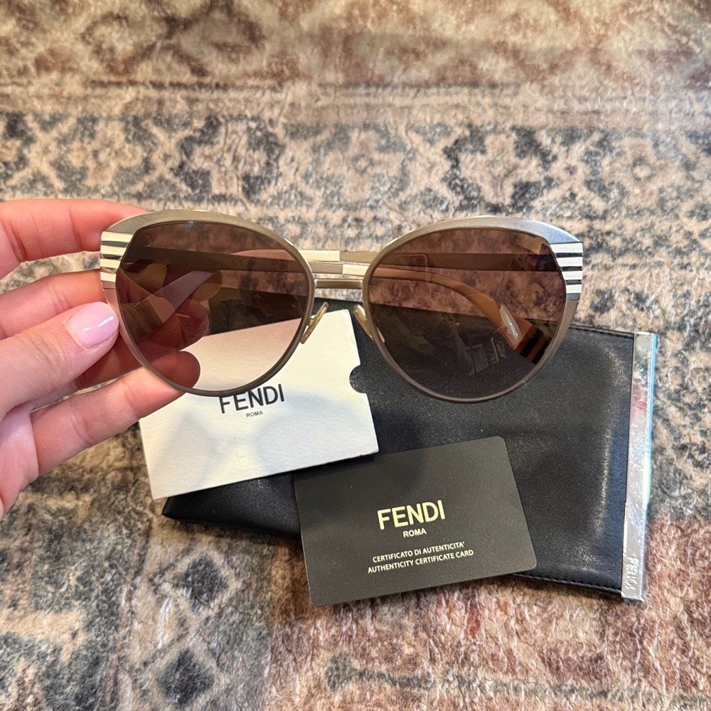 Fendi Cat-Eye Sunglasses in Brown and Gold